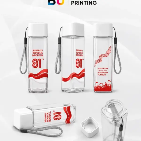 Tumbler Kotak Custom Spesial Kemerdekaan dengan Berbagai Visual Area Cetak dari BU Digital Printing